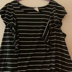 Strip Shirt with Ruffle Sleeves